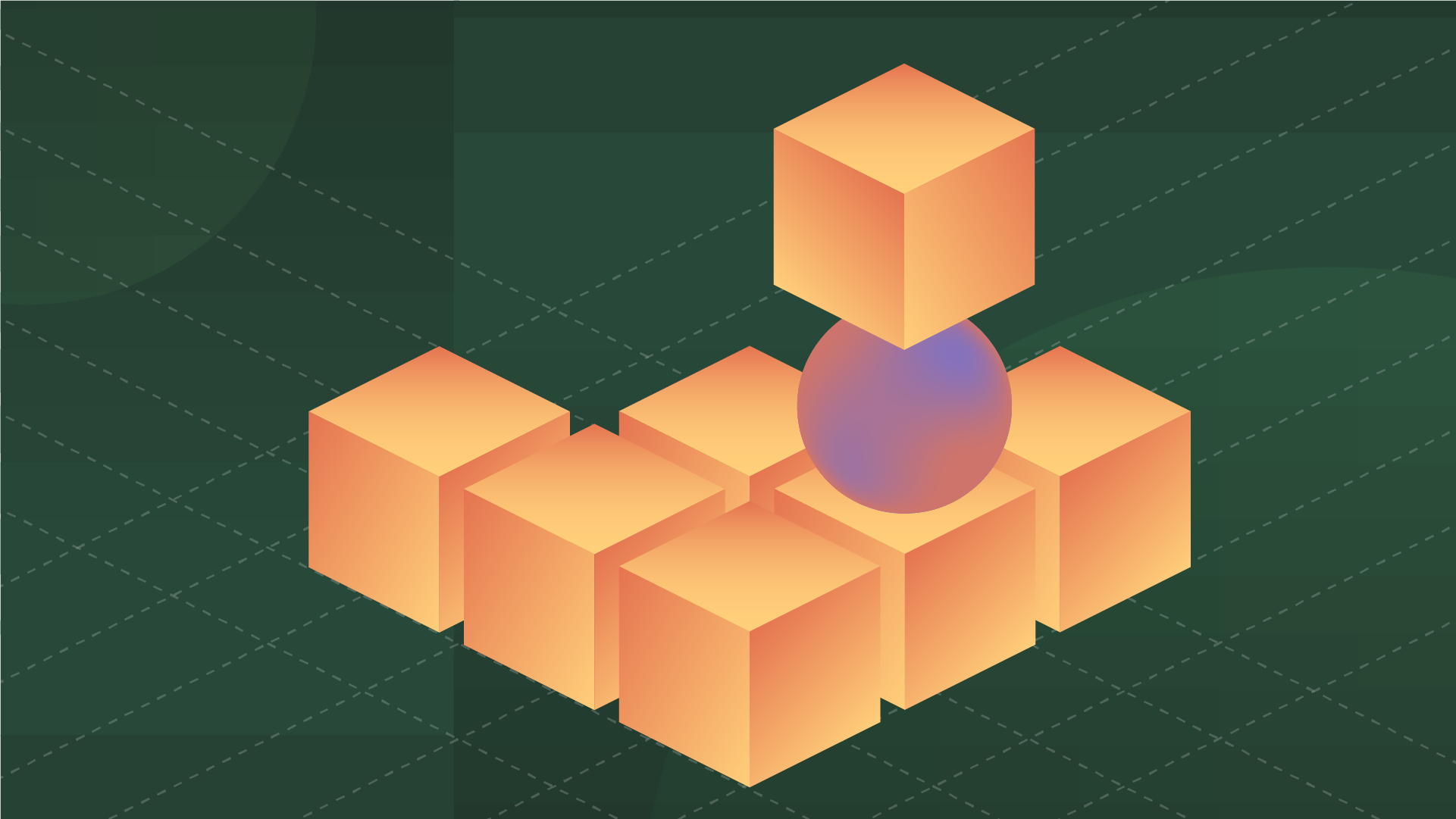 A ball inside of a 3D cube structure
